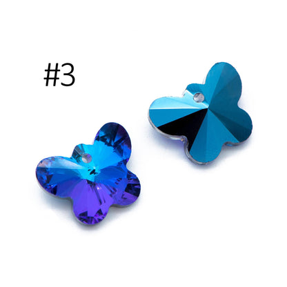 20pcs Crystal Faceted Butterfly Beads 18mm, Glass Butterfly Charm Pendants, (TS-105)