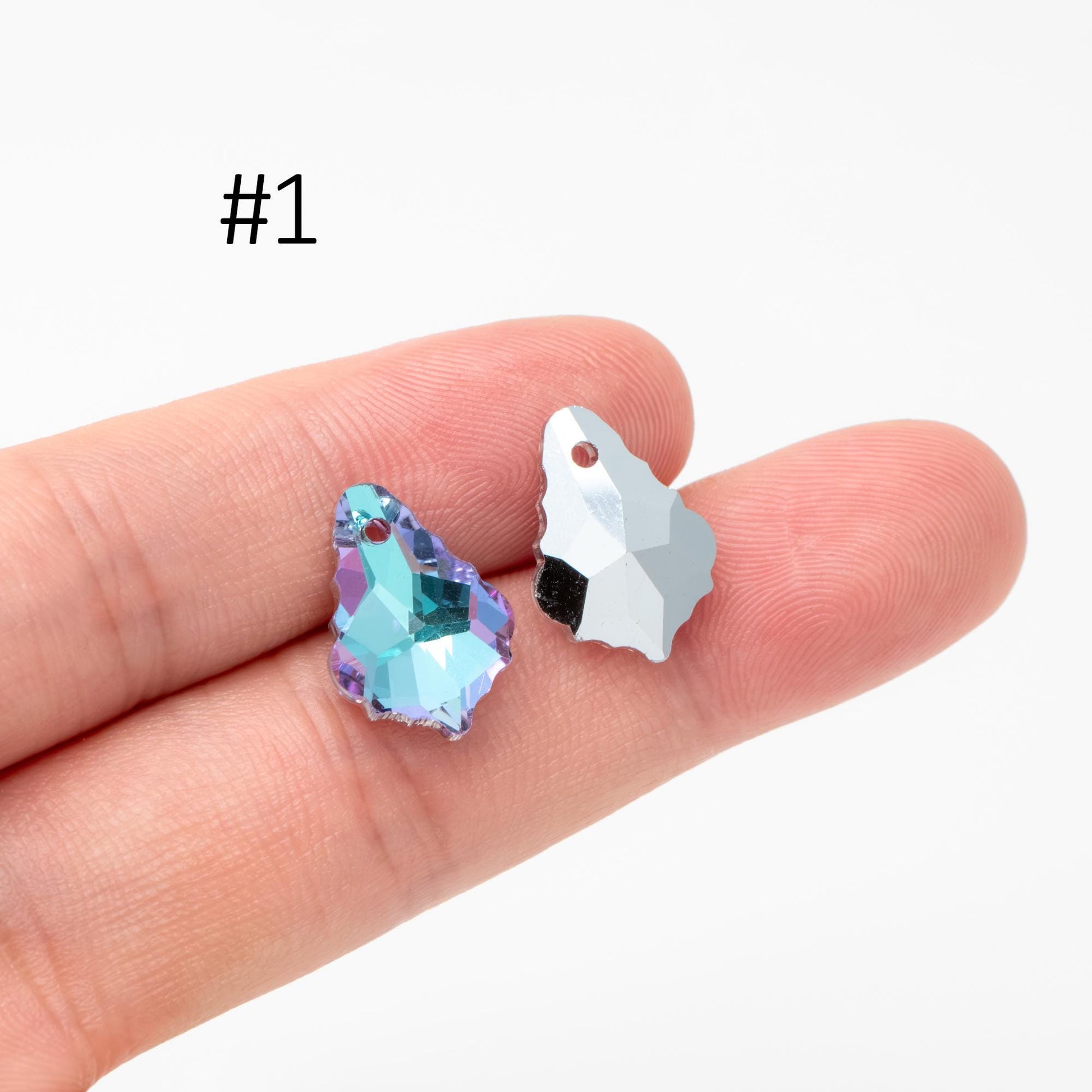 20pcs Teardrop Crystal Chandelier Beads 16mm, Faceted Glass Leaf Charms, (TS-107)