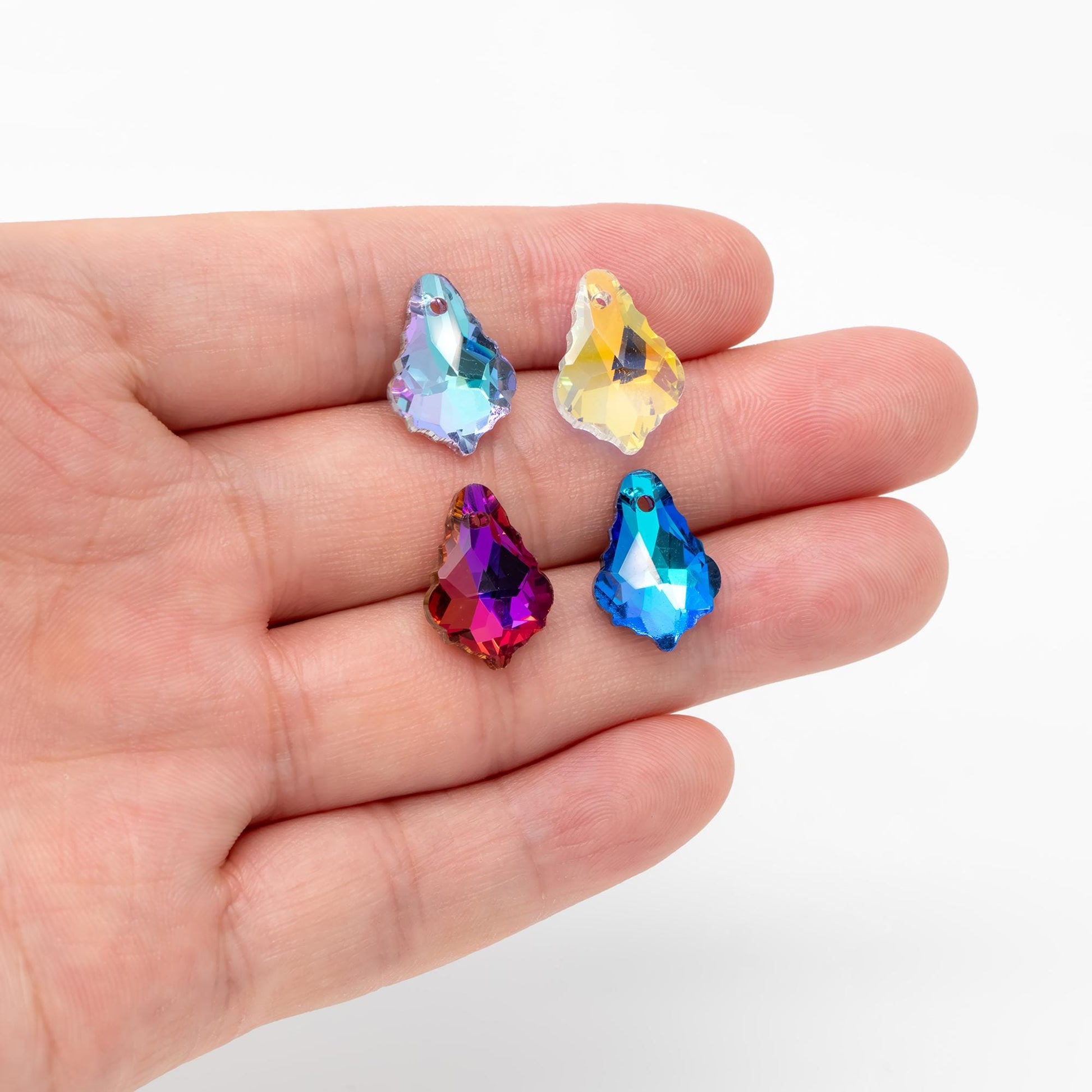 20pcs Teardrop Crystal Chandelier Beads 16mm, Faceted Glass Leaf Charms, (TS-107)