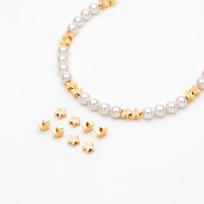 20pcs Gold Round Coin/ Heart/ Star/ Cross Spacer Beads , Real Gold plated Brass Spacer Beads (GB-1785)