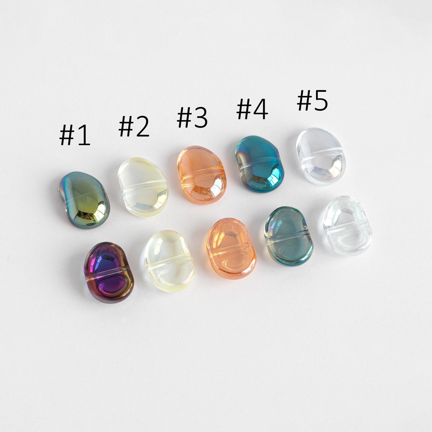 30pcs Crystal Glass Smooth Bean Beads 16mm, Sparkly Multi Colors (GM-028)