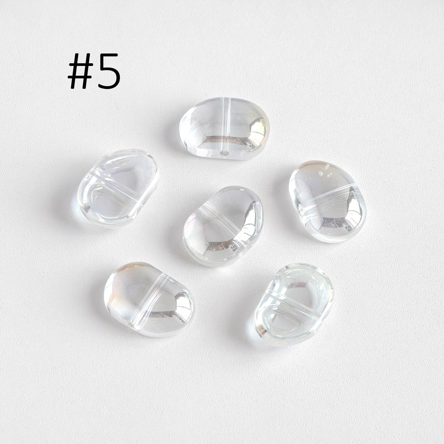 30pcs Crystal Glass Smooth Bean Beads 16mm, Sparkly Multi Colors (GM-028)