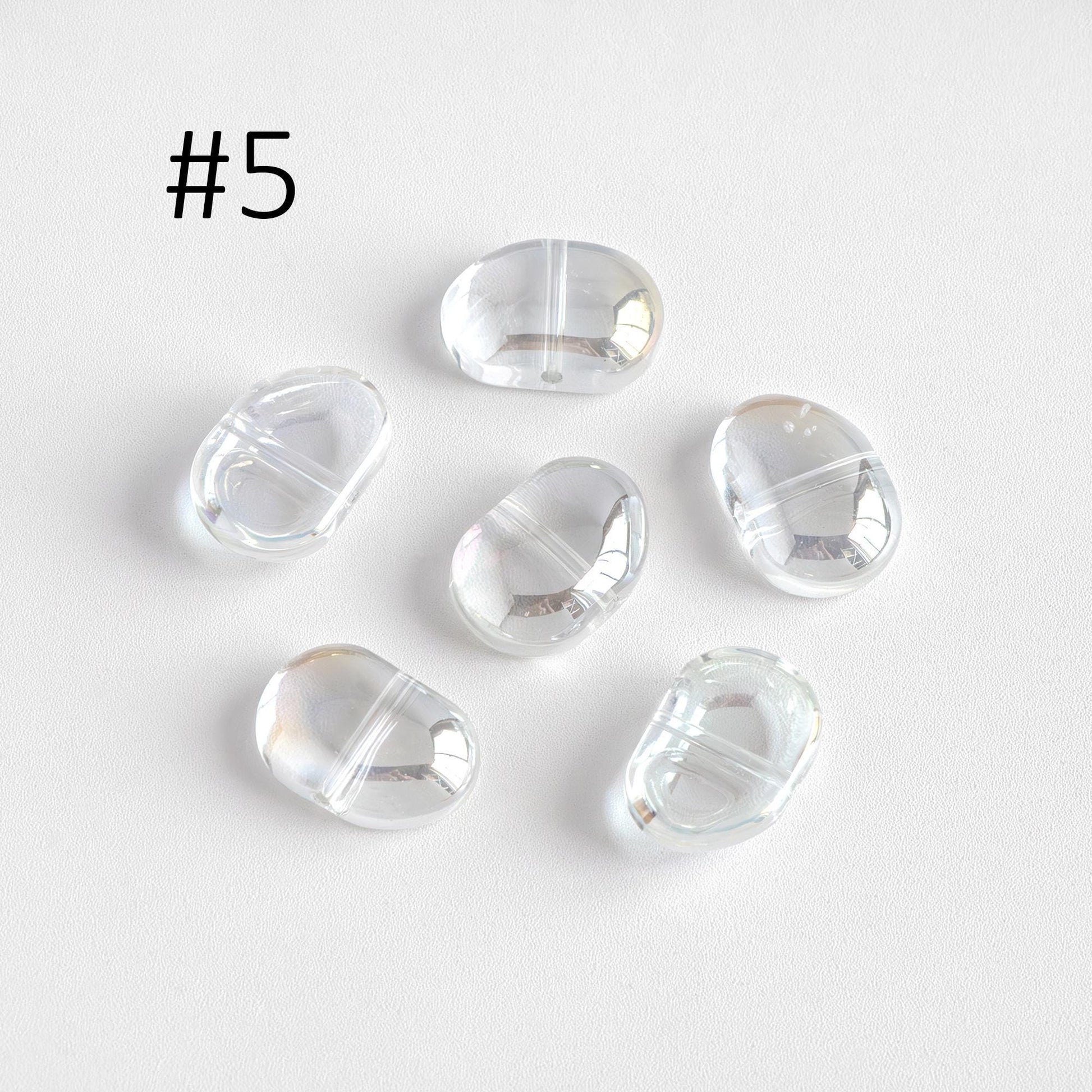 30pcs Crystal Glass Smooth Bean Beads 16mm, Sparkly Multi Colors (GM-028)