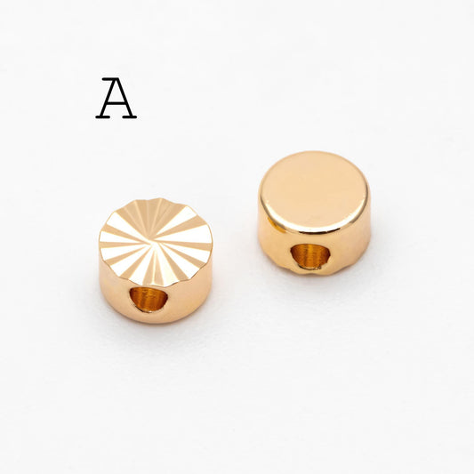 20pcs Gold Round Coin/ Heart/ Star/ Cross Spacer Beads , Real Gold plated Brass Spacer Beads (GB-1785)
