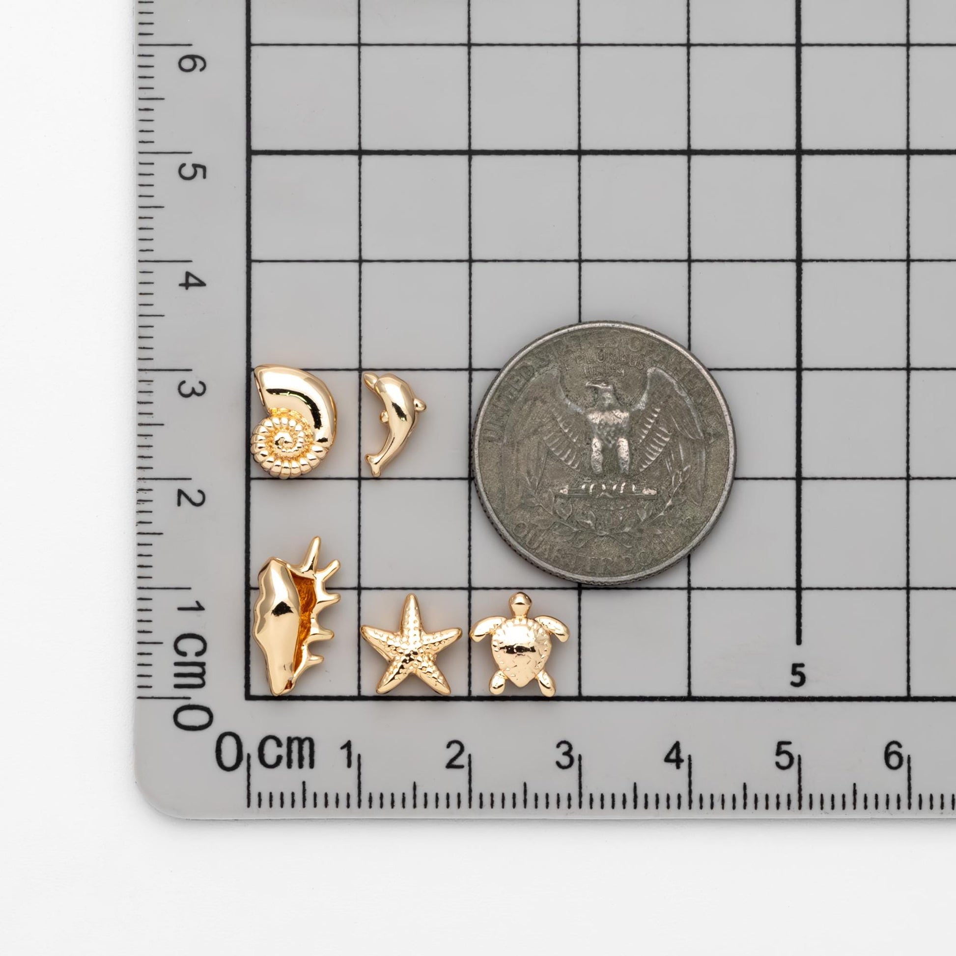 10pcs Gold/ Silver Tone Ocean Beads, 18K Gold/ Rhodium plated Brass, Beach Spacer Beads (GB-4470)