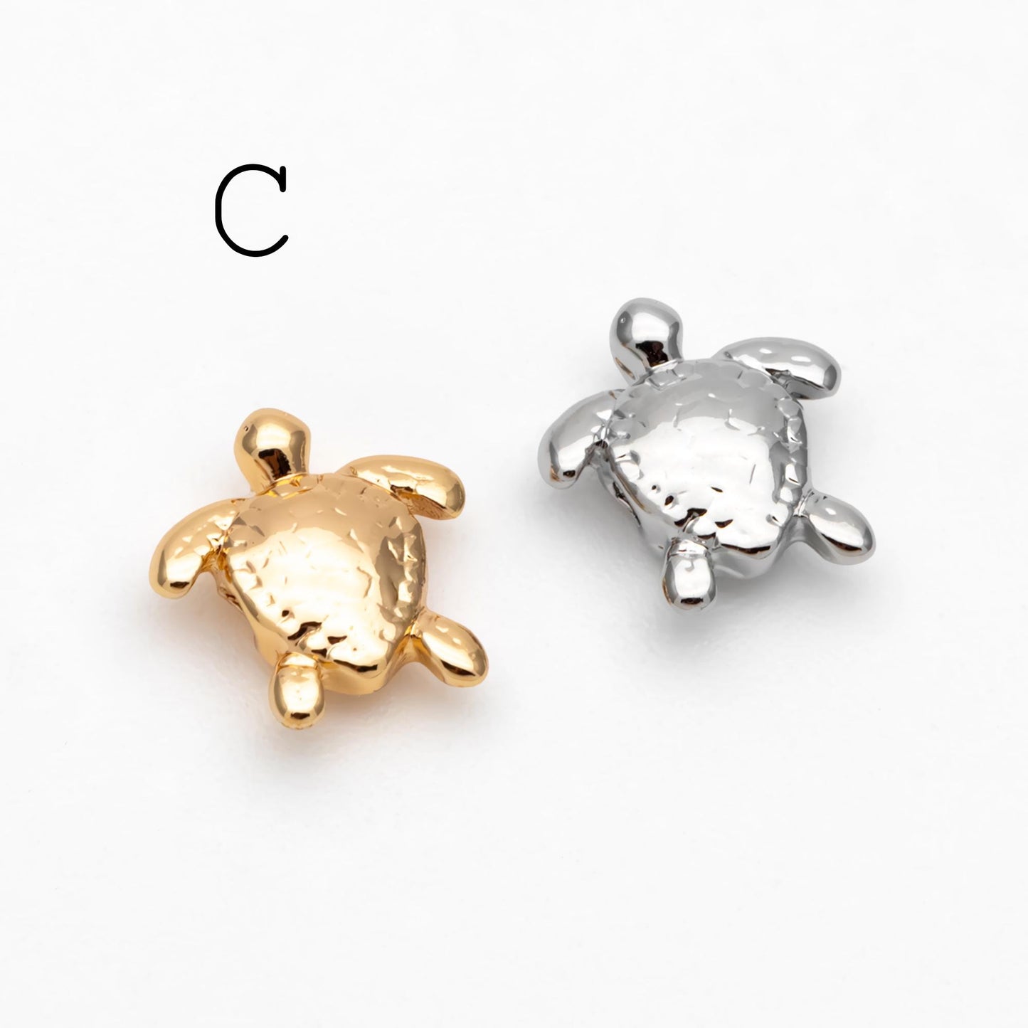 10pcs Gold/ Silver Tone Ocean Beads, 18K Gold/ Rhodium plated Brass, Beach Spacer Beads (GB-4470)