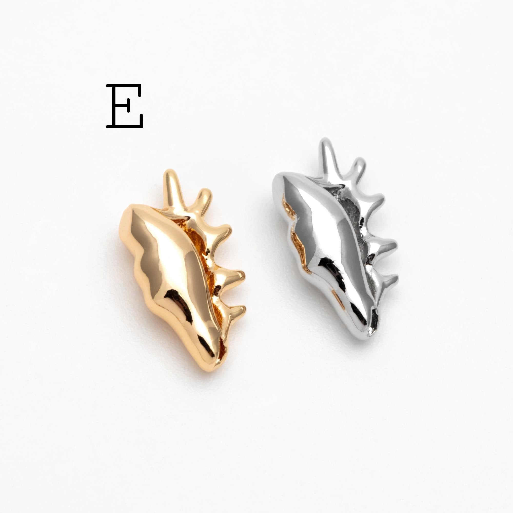 10pcs Gold/ Silver Tone Ocean Beads, 18K Gold/ Rhodium plated Brass, Beach Spacer Beads (GB-4470)