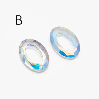 10pcs Faceted Crystal Crystal Oval Cosmic Ring (#TS-118)