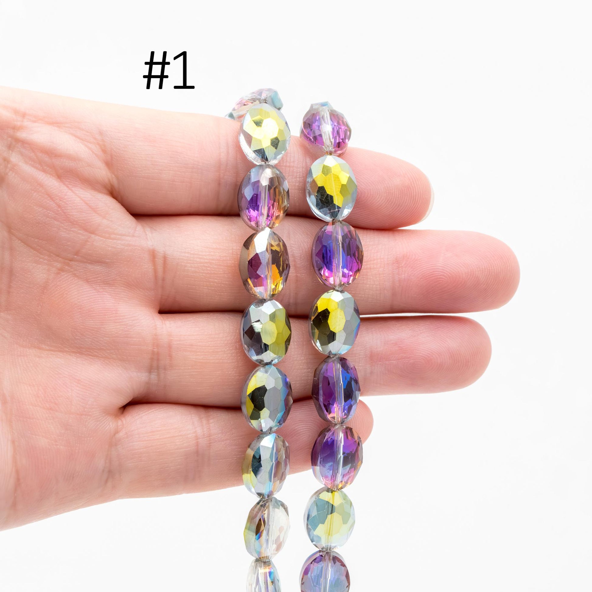 Frosted Oval Crystal Glass Faceted beads 12mm Clear (TS-01)/ 68pcs