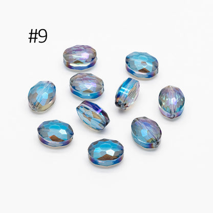 Frosted Oval Crystal Glass Faceted beads 12mm Clear (TS-01)/ 68pcs
