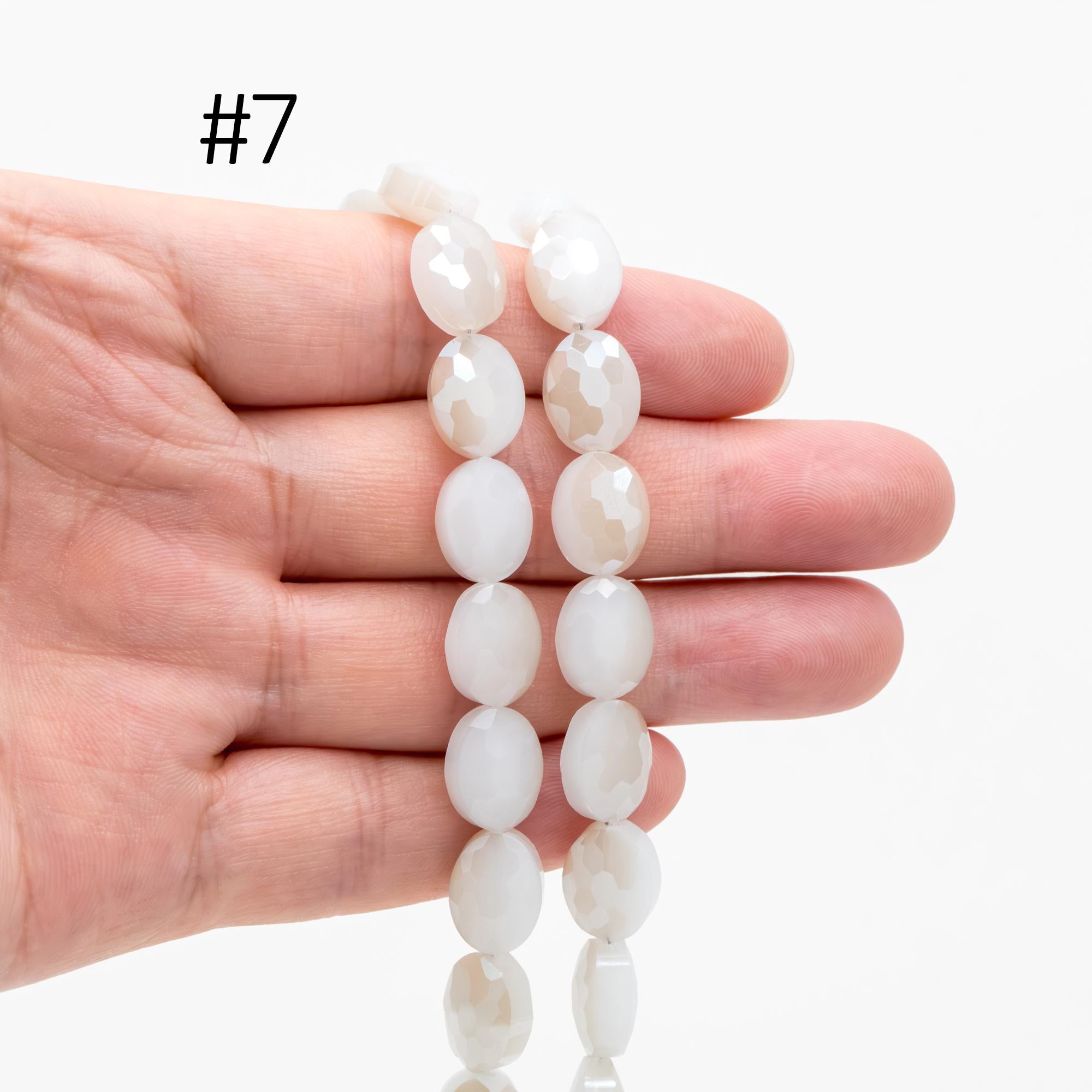 Frosted Oval Crystal Glass Faceted beads 12mm Clear (TS-01)/ 68pcs