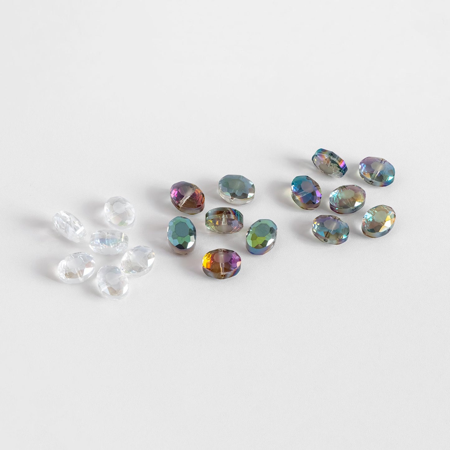 Frosted Oval Crystal Glass Faceted beads 12mm Clear (TS-55)/ 68pcs