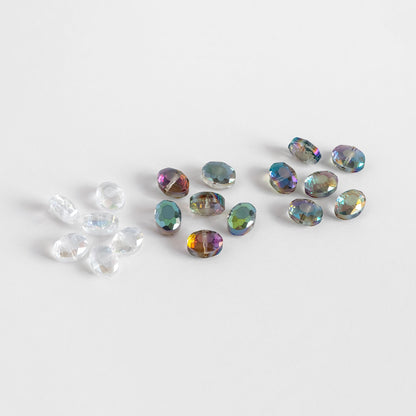 Frosted Oval Crystal Glass Faceted beads 12mm Clear (TS-55)/ 68pcs