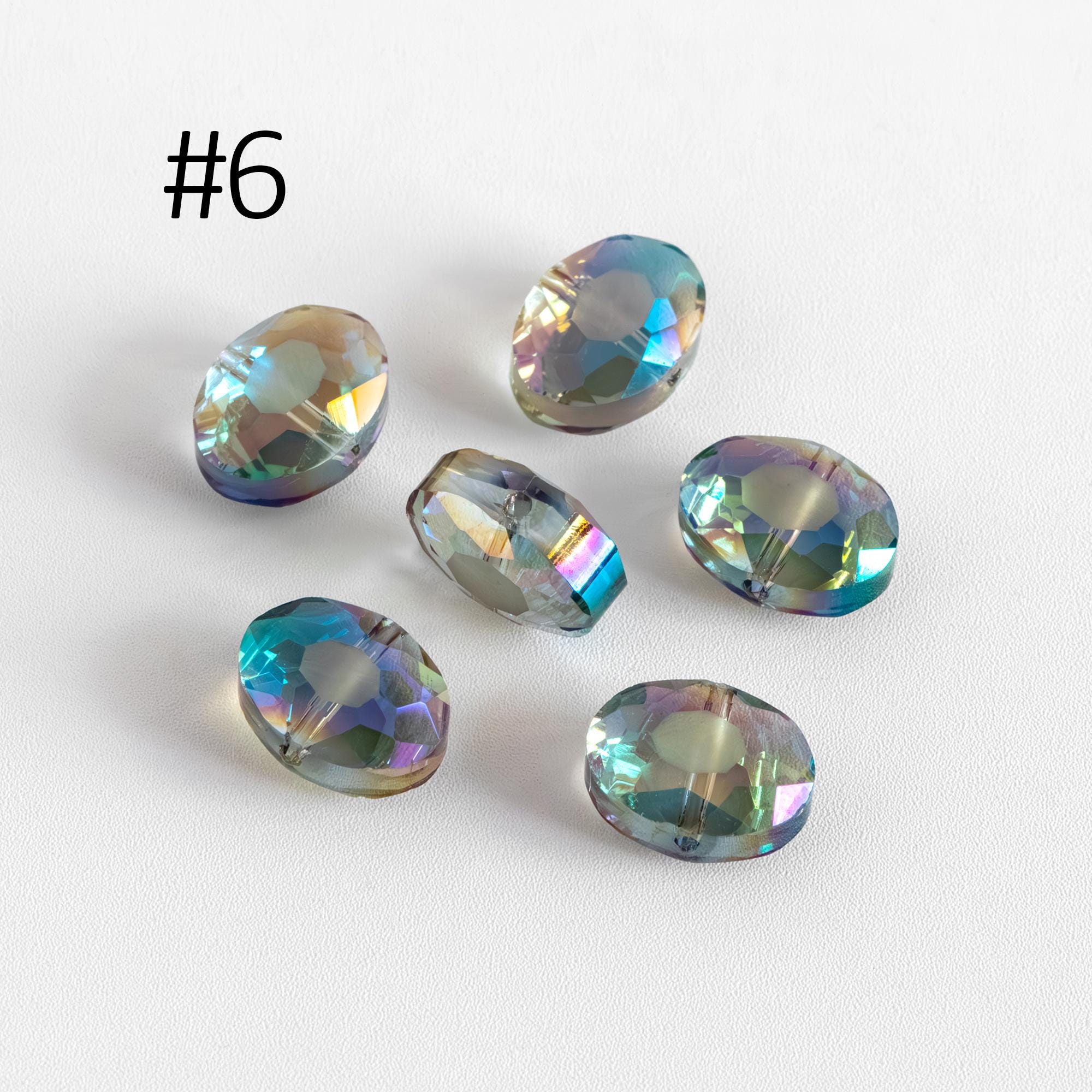 Frosted Oval Crystal Glass Faceted beads 12mm Clear (TS-55)/ 68pcs