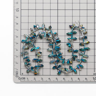 100 beads- Faceted Crystal Briolettes 8x4mm, Top Drilled Glass Teardrop, Bicone Long Drop Beads, (#TS-72)