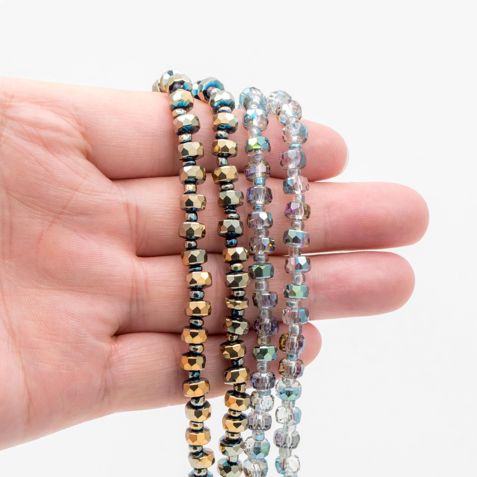 Faceted Crystal Rondelle Beads 6x4mm, Glass Coin Spacer Beads, (TS-90)/ 100 beads