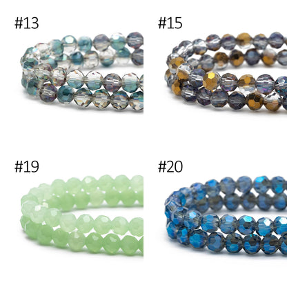 95pcs Round Faceted Crystal Glass Beads 6mm Rose Gold- (32QZ-06)