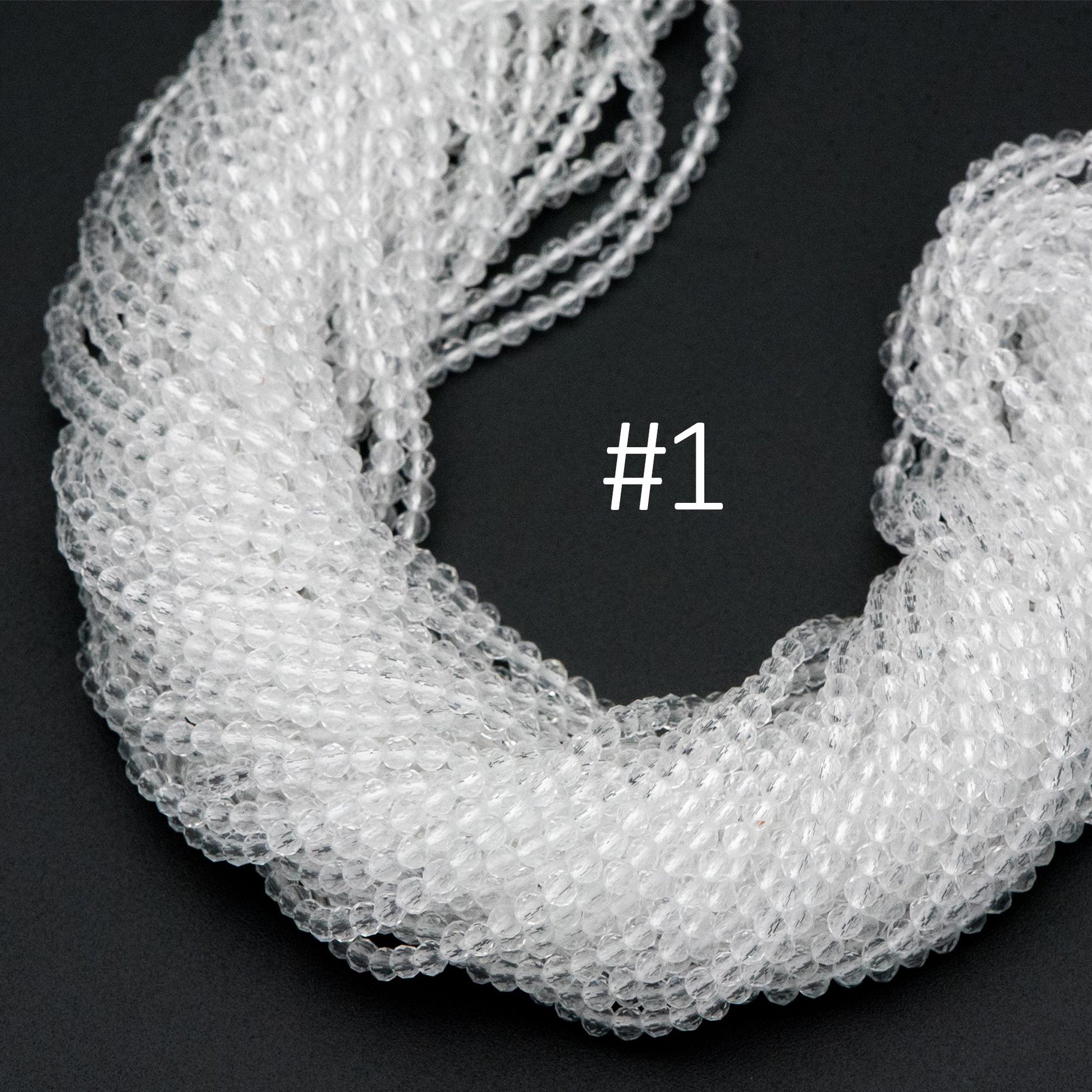 Crystal Faceted Round Beads 2mm, Tiny Size Glass Spacer Beads, (QZ-02) / 165 beads