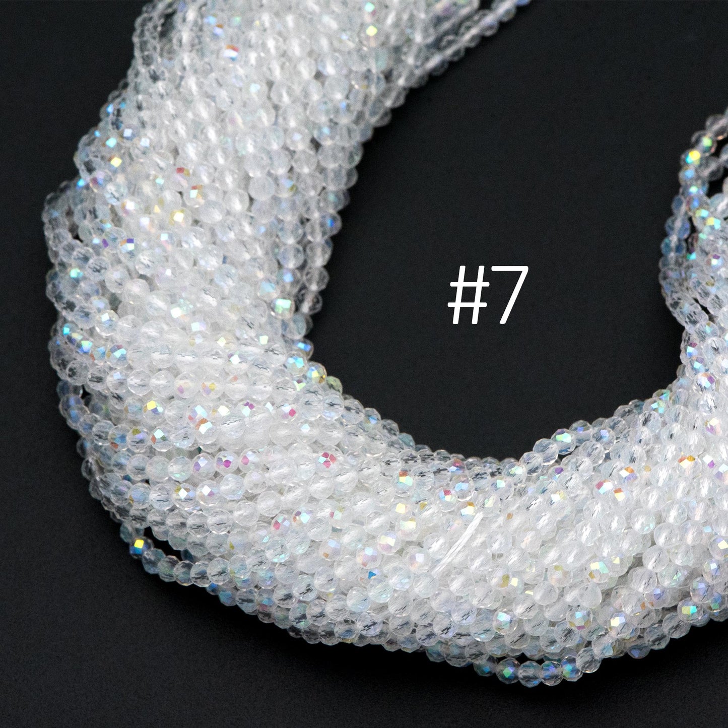 Crystal Faceted Round Beads 2mm, Tiny Size Glass Spacer Beads, (QZ-02) / 165 beads