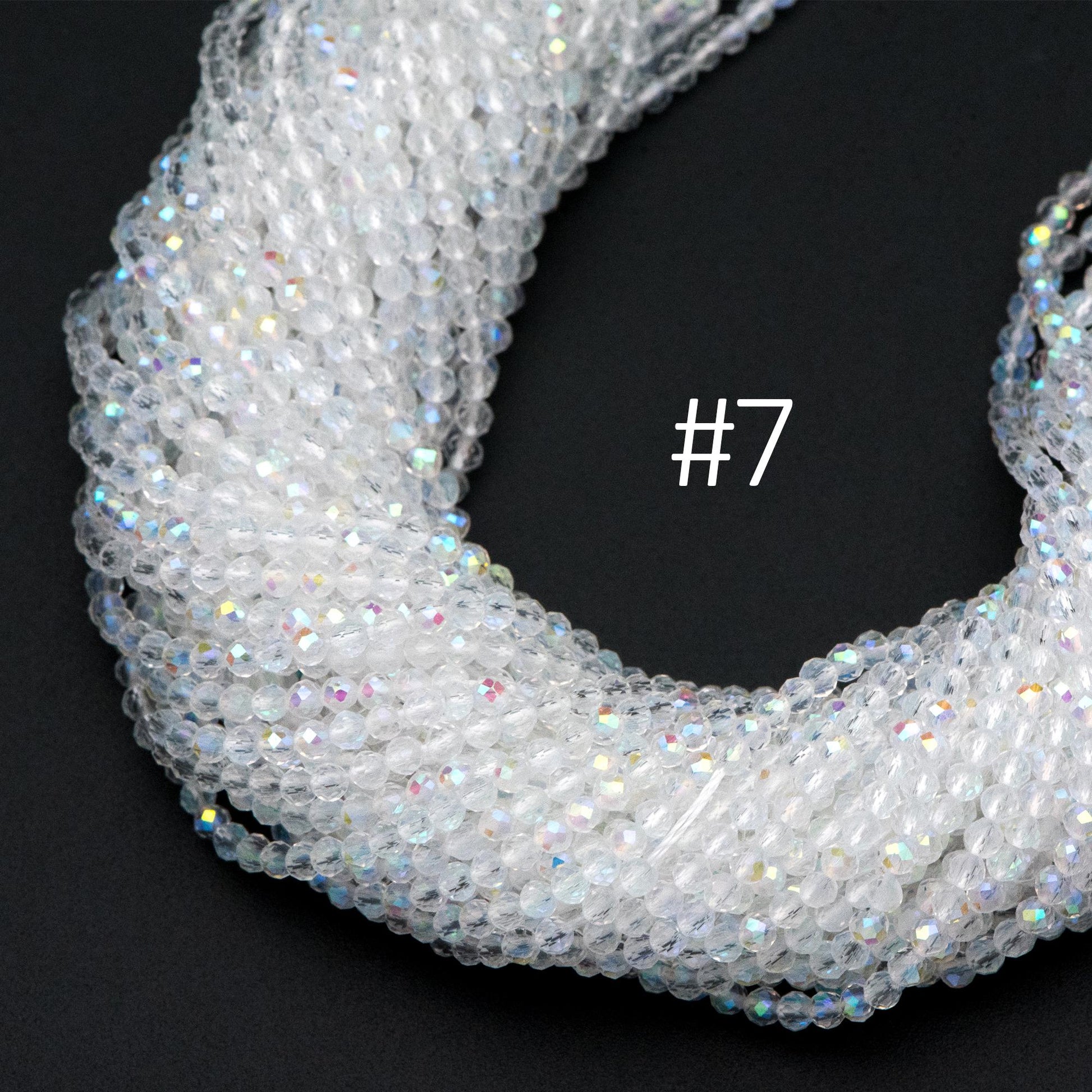 Crystal Faceted Round Beads 2mm, Tiny Size Glass Spacer Beads, (QZ-02) / 165 beads