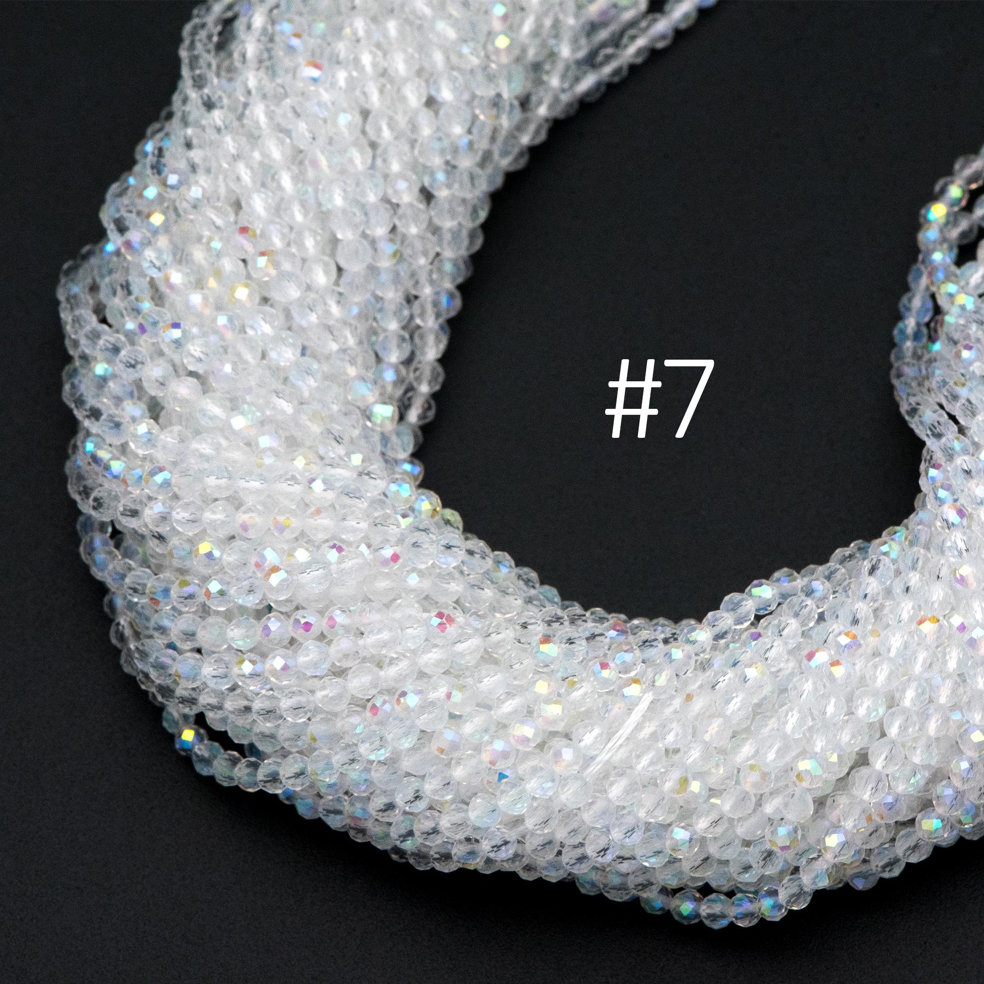 Crystal Faceted Round Beads 2mm, Tiny Size Glass Spacer Beads, (QZ-02) / 165 beads