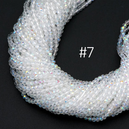 Crystal Faceted Round Beads 2mm, Tiny Size Glass Spacer Beads, (QZ-02) / 165 beads