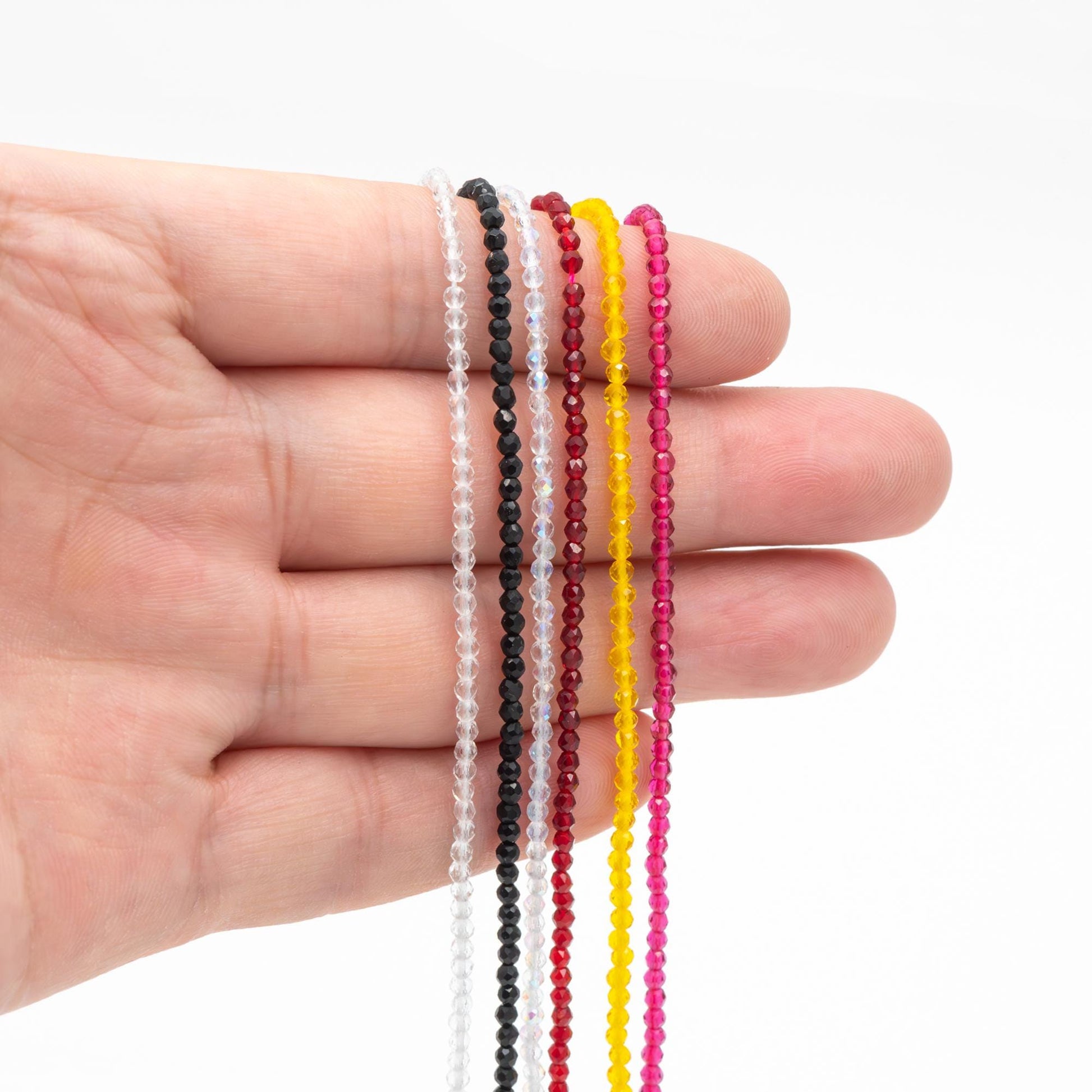 Crystal Faceted Round Beads 2mm, Tiny Size Glass Spacer Beads, (QZ-02) / 165 beads