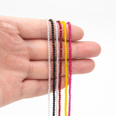 Crystal Faceted Round Beads 2mm, Tiny Size Glass Spacer Beads, (QZ-02) / 165 beads