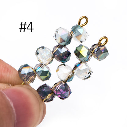 95pcs Faceted Rondelle Glass Beads, Side Drilled, 6mm Button beads (#TS-96)