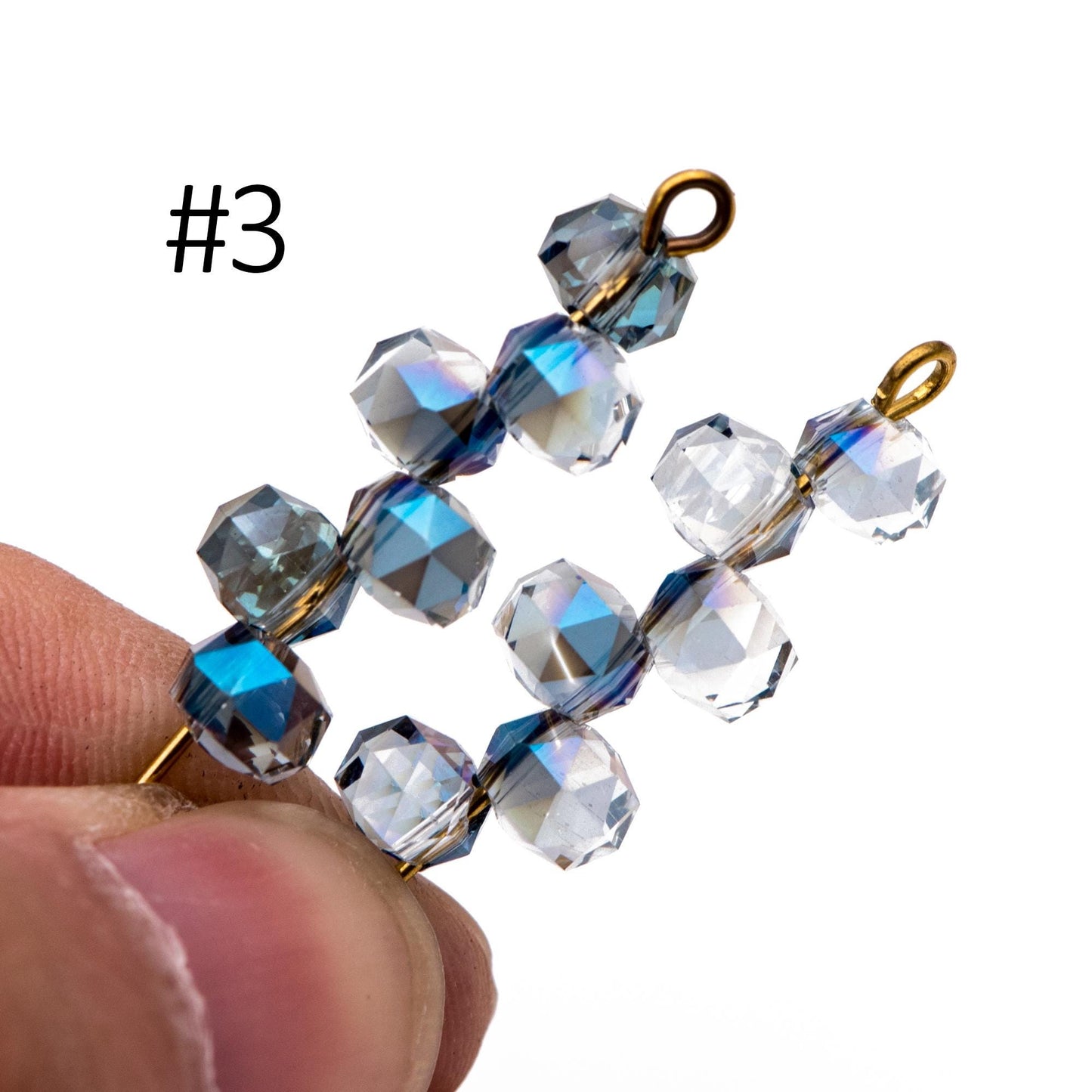 95pcs Faceted Rondelle Glass Beads, Side Drilled, 6mm Button beads (#TS-96)