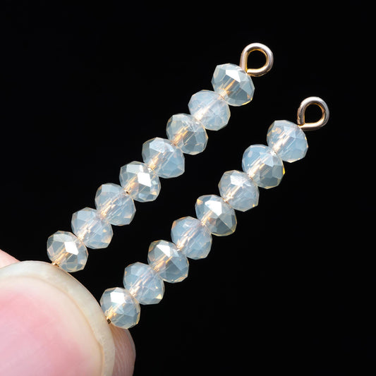 Crystal Rondelle Faceted Glass beads 3x4mm Opal Champagne -(BZ04-70)/ 145pcs