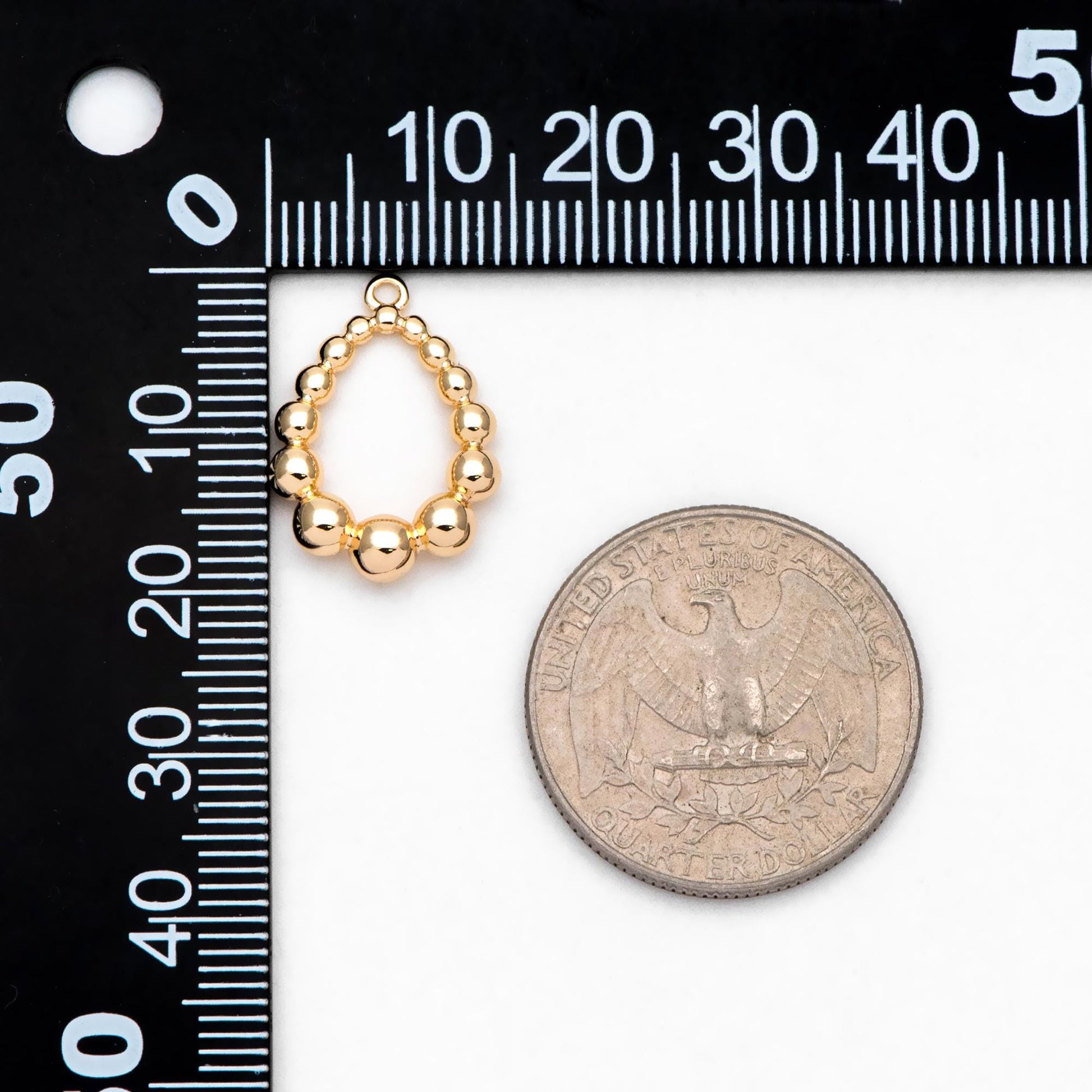 10pcs Gold Beaded Teardrop Charms 20x14mm, 18K Gold plated Brass, Water Drop Charm Pendants (GB-2988)