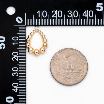 10pcs Gold Beaded Teardrop Charms 20x14mm, 18K Gold plated Brass, Water Drop Charm Pendants (GB-2988)