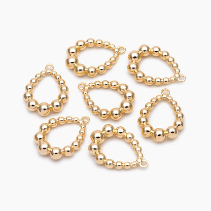 10pcs Gold Beaded Teardrop Charms 20x14mm, 18K Gold plated Brass, Water Drop Charm Pendants (GB-2988)