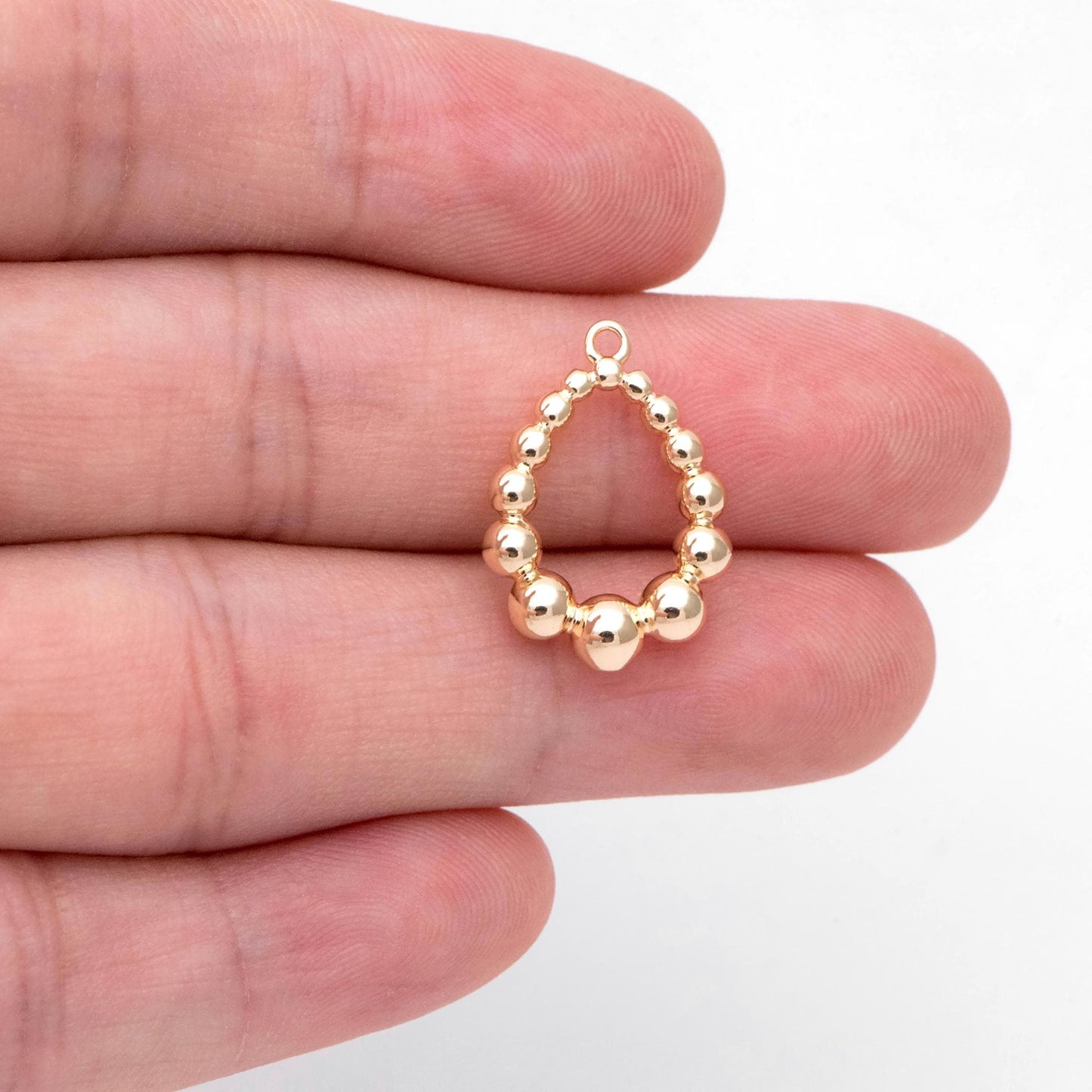 10pcs Gold Beaded Teardrop Charms 20x14mm, 18K Gold plated Brass, Water Drop Charm Pendants (GB-2988)