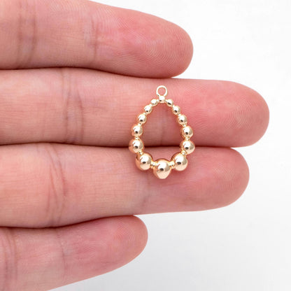 10pcs Gold Beaded Teardrop Charms 20x14mm, 18K Gold plated Brass, Water Drop Charm Pendants (GB-2988)