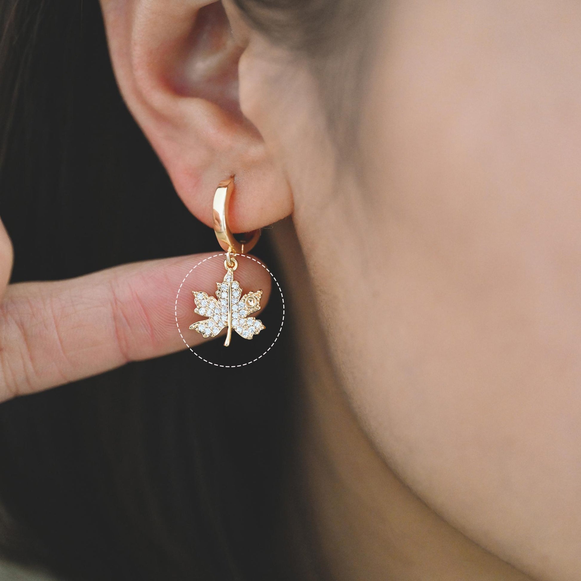 4pcs CZ Pave Gold Leaf Charms, Real Gold Plated Brass, Dainty Leaf Pendants (GB-1312)