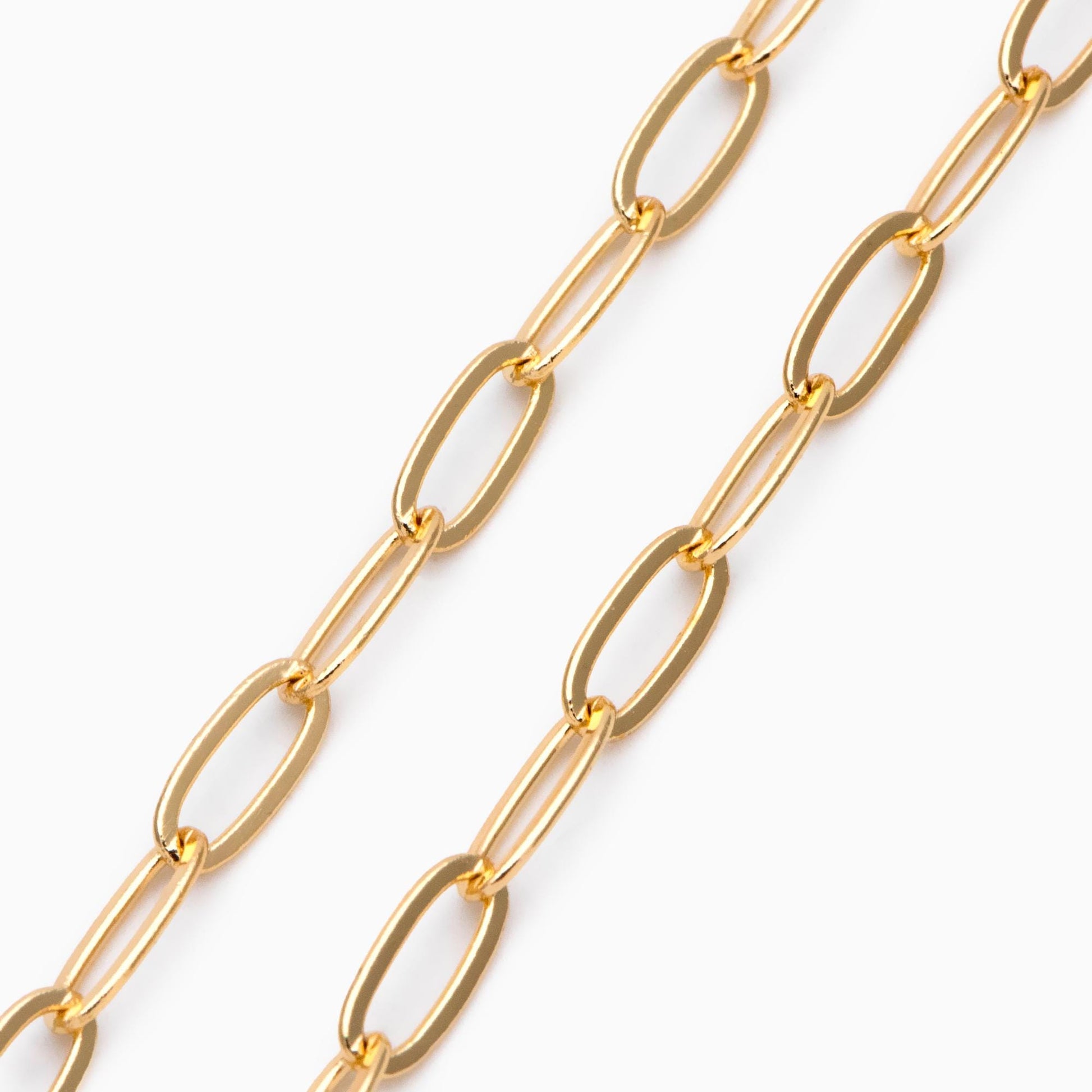 Gold plated Brass Oval Chain, Gold Link Chain, 11x5mm, Flat Drawn Cable Chain, Oval Chain Bulk for Necklace (#LK-495)/ 1 Meter=3.3 ft