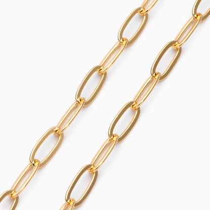 Gold plated Brass Oval Chain, Gold Link Chain, 11x5mm, Flat Drawn Cable Chain, Oval Chain Bulk for Necklace (#LK-495)/ 1 Meter=3.3 ft