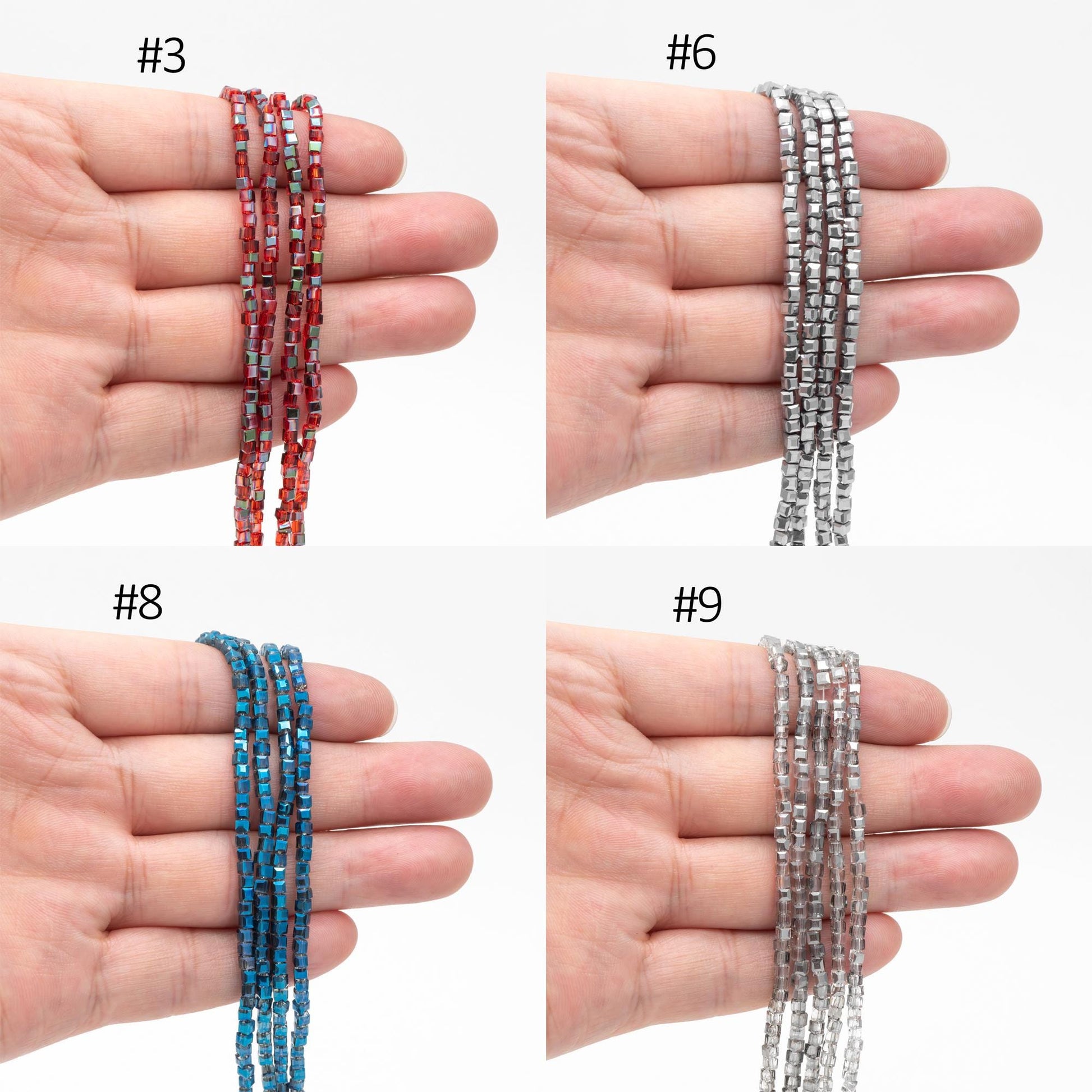 190 beads- Faceted Glass Cube, 2mm Tiny Faceted Crystal beads, (#FZ-02)