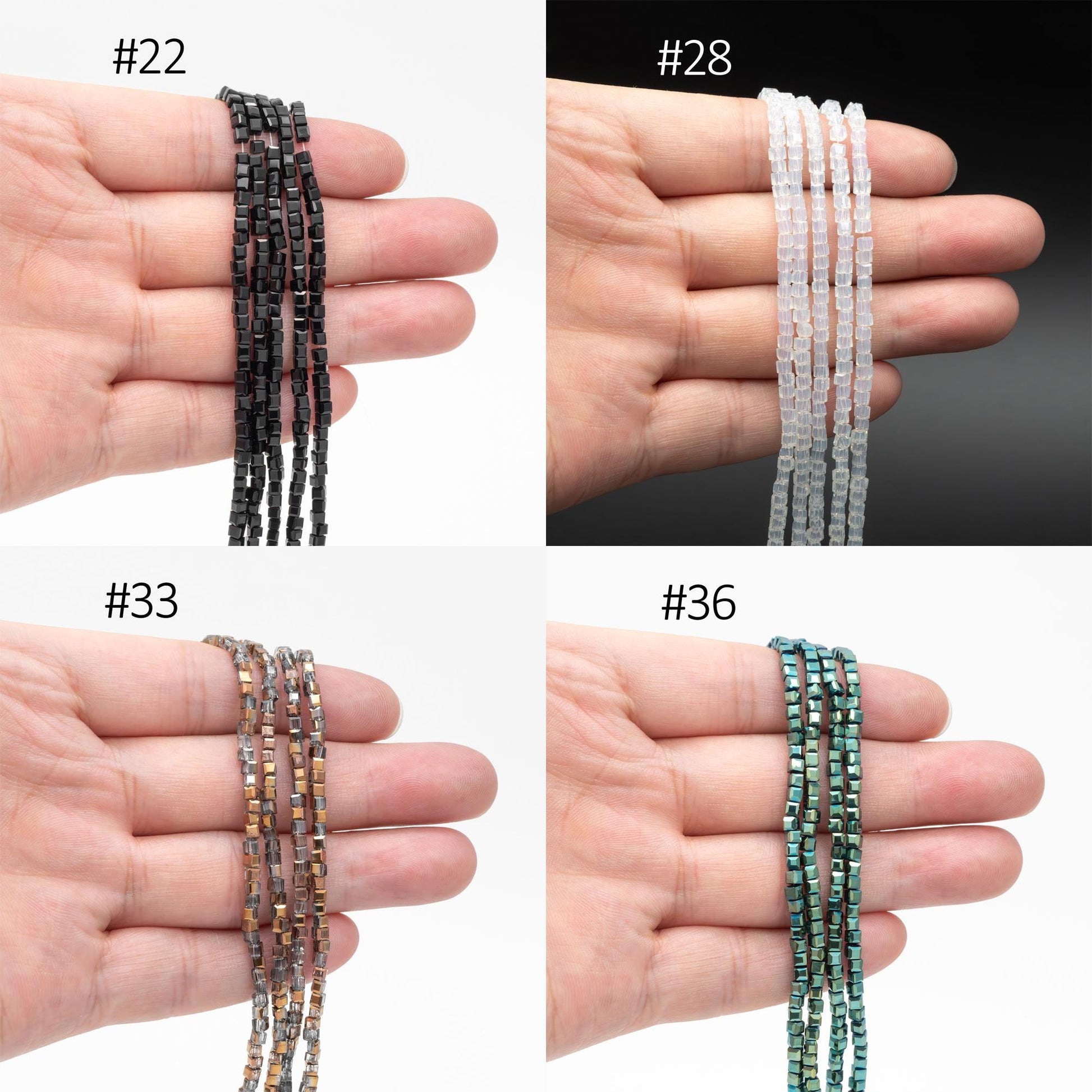 190 beads- Faceted Glass Cube, 2mm Tiny Faceted Crystal beads, (#FZ-02)