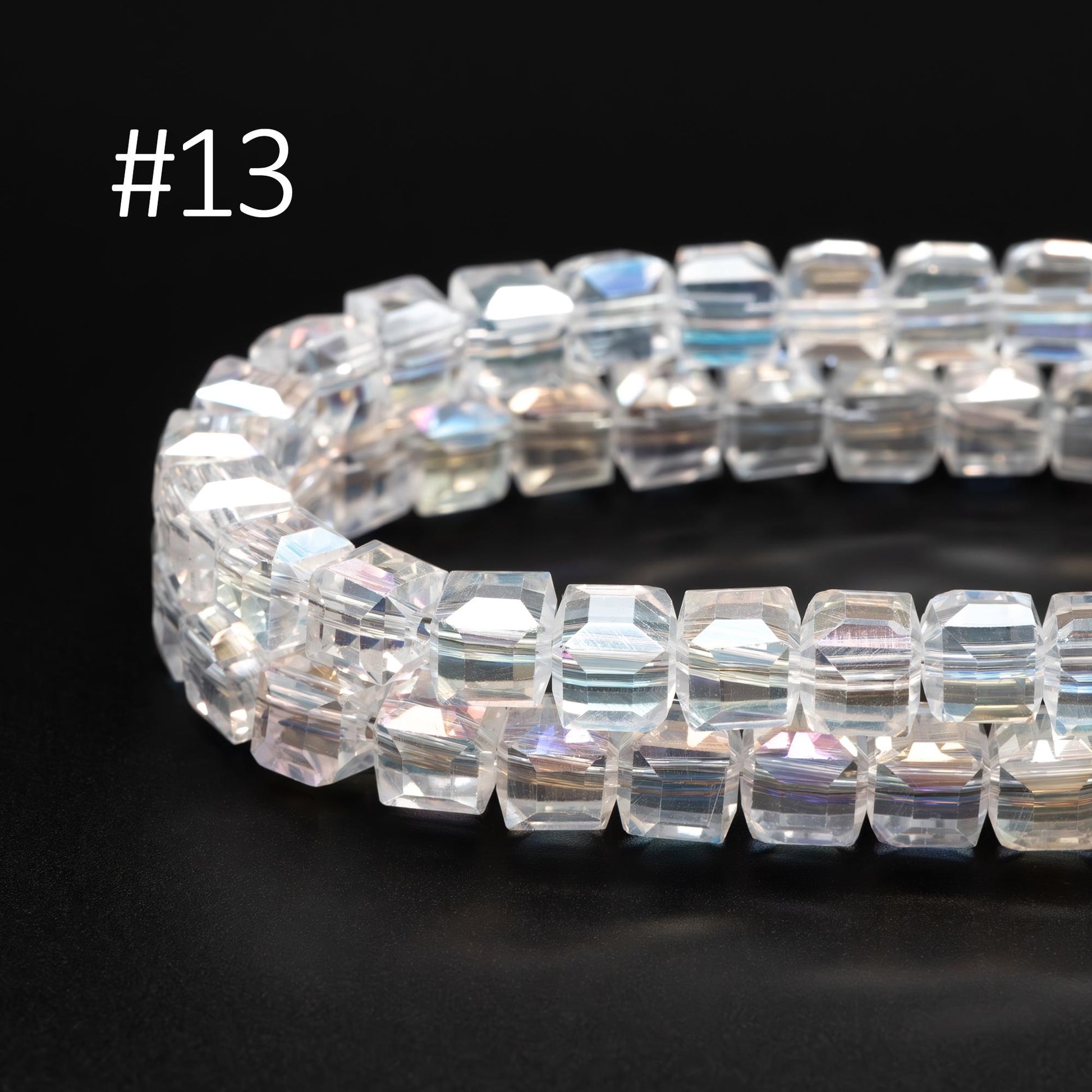 95pcs Cube Glass Crystal Faceted Beads 8mm, (#FZ-08)