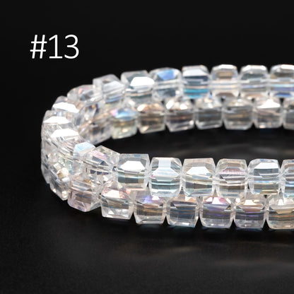 95pcs Cube Glass Crystal Faceted Beads 8mm, (#FZ-08)
