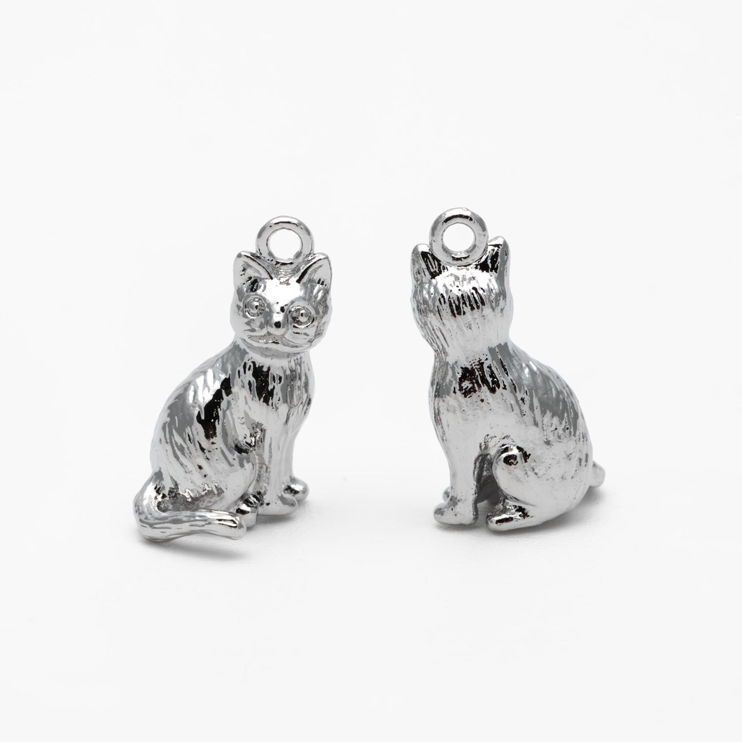 10pcs Shiny Gold/ Silver 3D Cat Charm, 15x8.5mm, Cat Pendant(GB-1685)