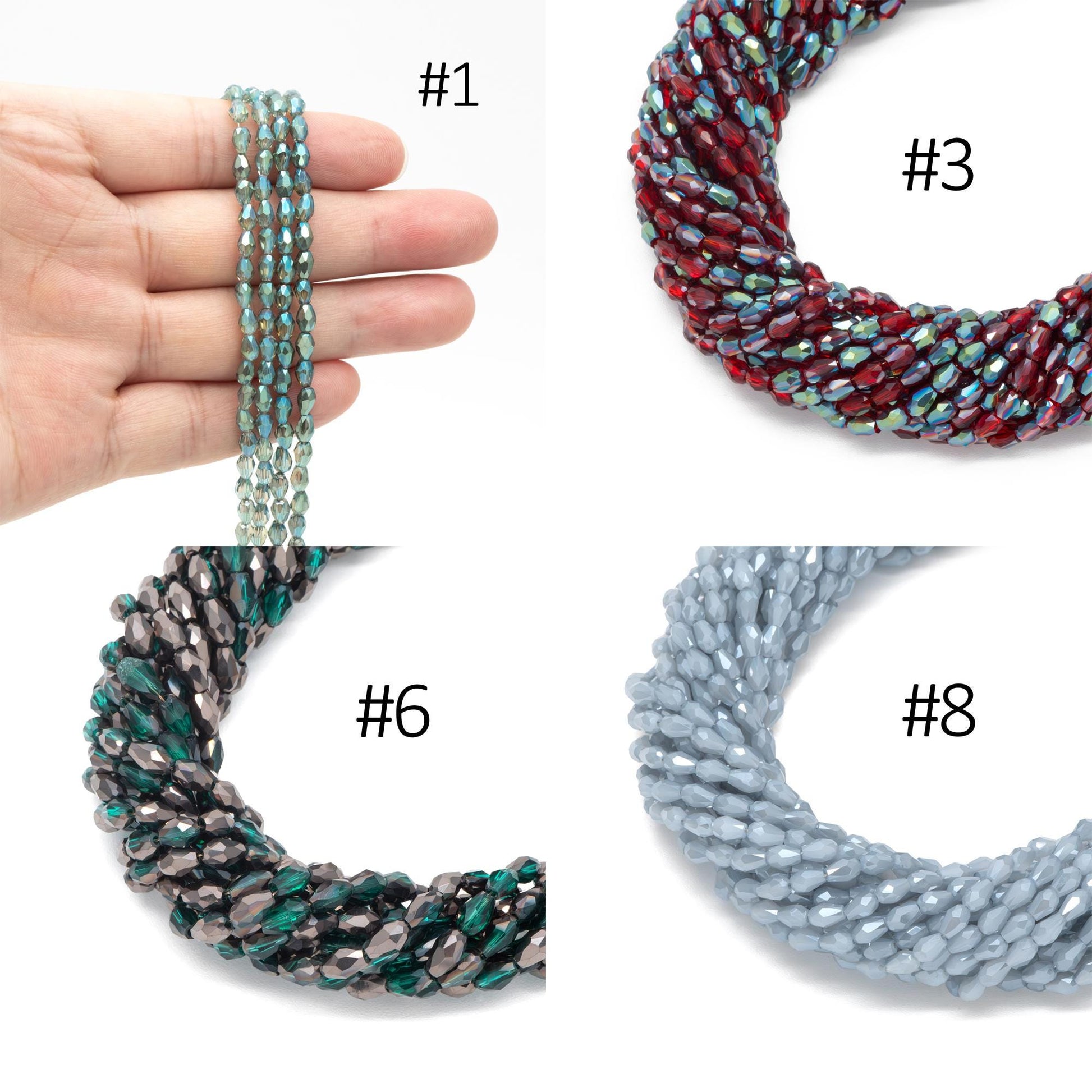 Faceted Teardrop Crystal Glass Beads 3x5mm (SS-03 )95pcs