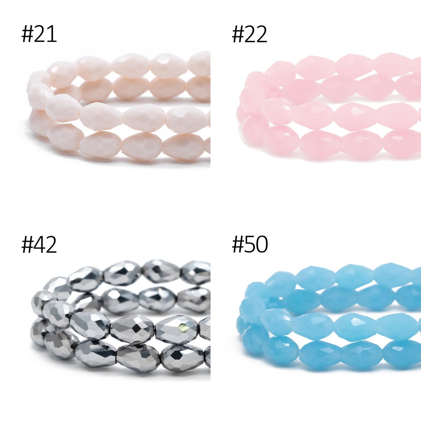 58pcs Teardrop Crystal Glass Faceted Beads 8x11mm (#SS-08)