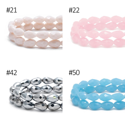 58pcs Teardrop Crystal Glass Faceted Beads 8x11mm (#SS-08)