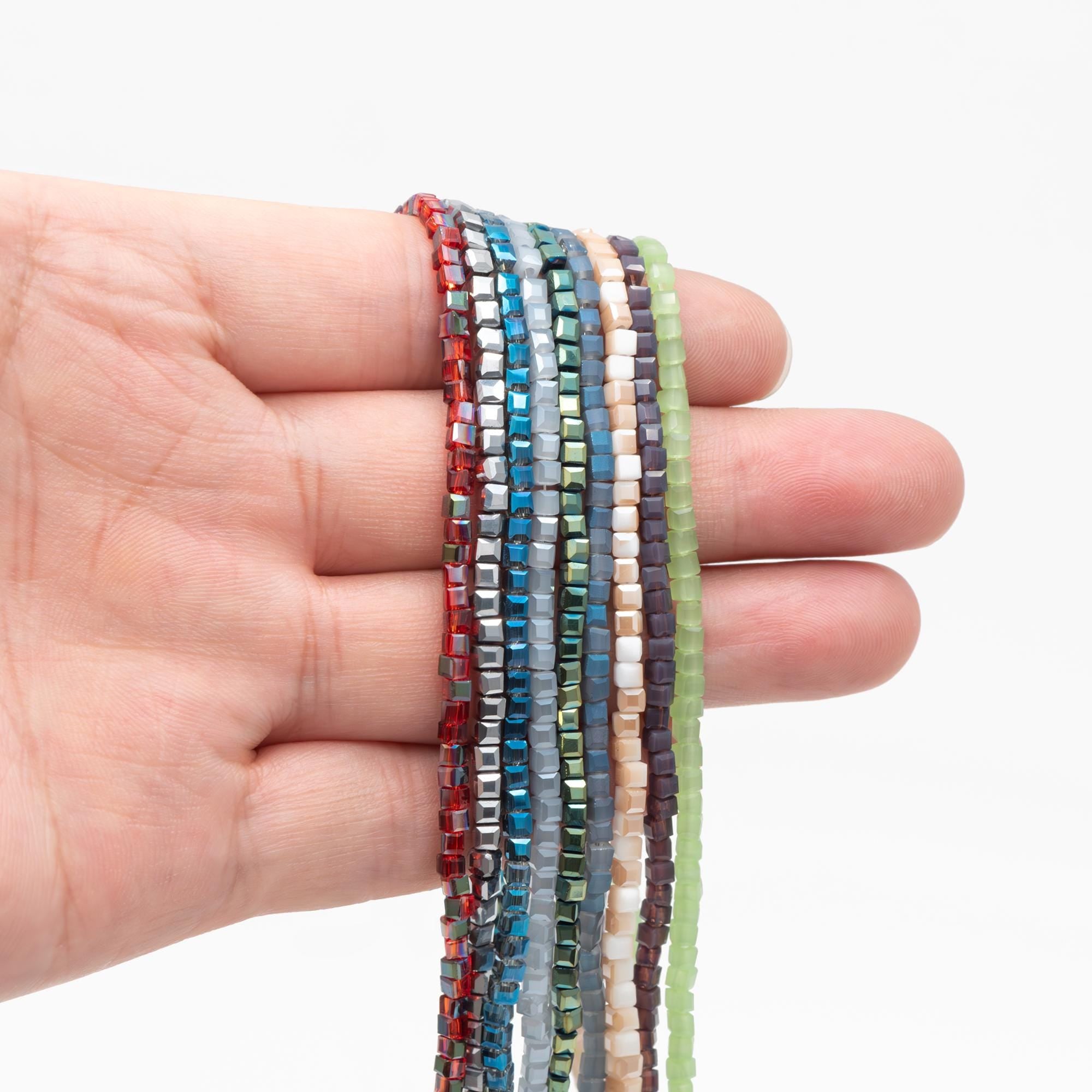 190 beads- Faceted Glass Cube, 2mm Tiny Faceted Crystal beads, (#FZ-02)