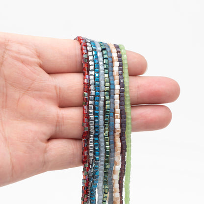 190 beads- Faceted Glass Cube, 2mm Tiny Faceted Crystal beads, (#FZ-02)