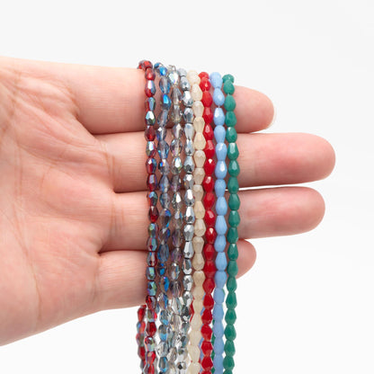 Faceted Teardrop Crystal Glass Beads 3x5mm (SS-03 )95pcs